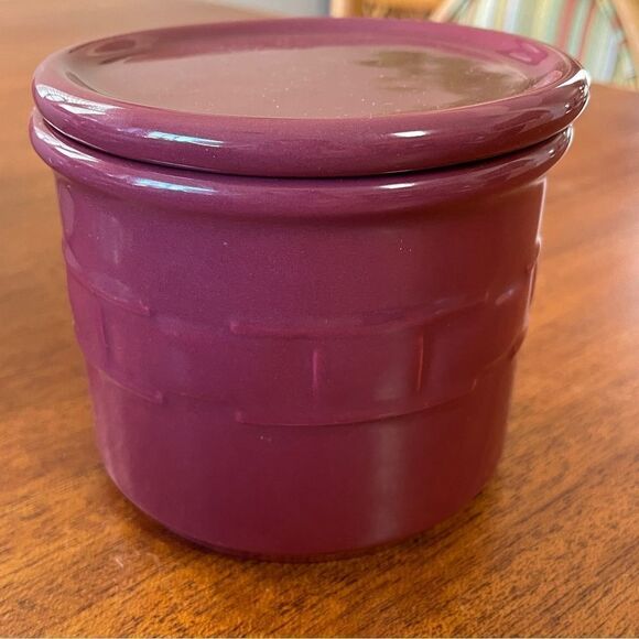 NIB Longaberger Woven Traditions Paprika One Pint Salt Crock With Lid / Coaster - Picture 4 of 13